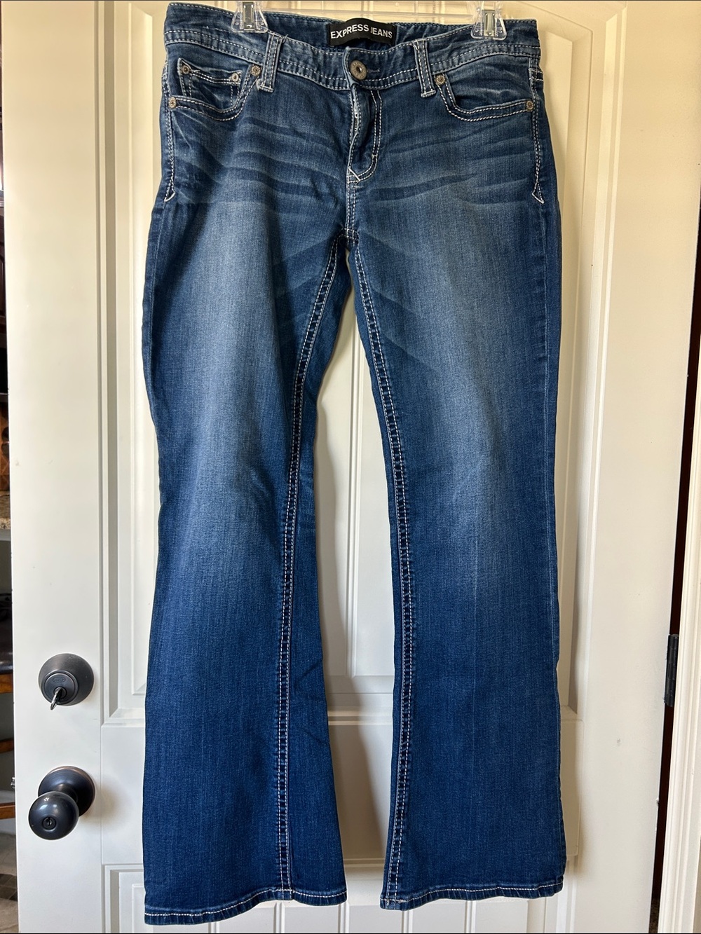 Women’s Express Dark Blue Boot Cut Low-Rise Stella Jeans Size 10R